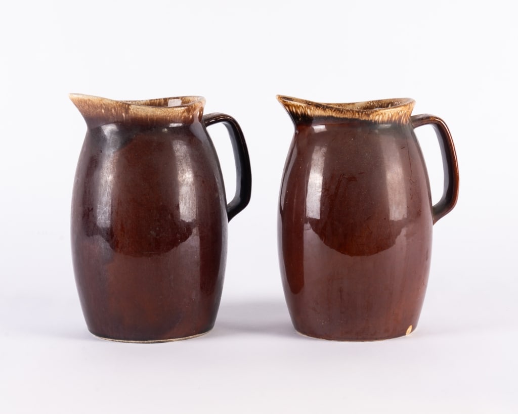 TWO HULL POTTERY PITCHERS & 1 UNMARKED PIECE - 2