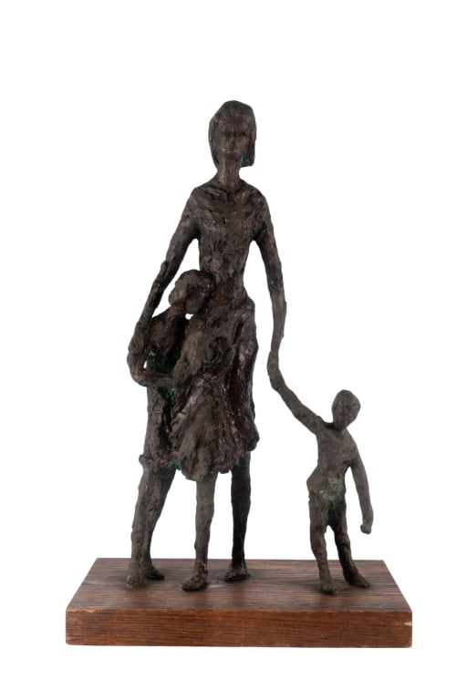 JACKIE O & KIDS BRONZE SCULPTURE BY HENRY DE BRITO: Jackie O & Kids bronze sculpture by Henry de Brito. Approximate dimensions: h. 26", w. 16", d. 11" Disclaimer: Participating bidders must have a credit card on file with LiveAuctioneers in order for