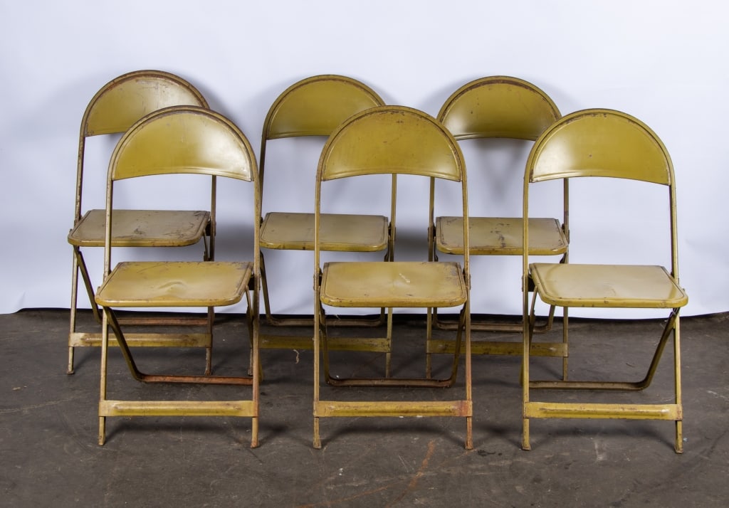 SET OF 6 VINTAGE METAL FOLDING CHAIRS - 2
