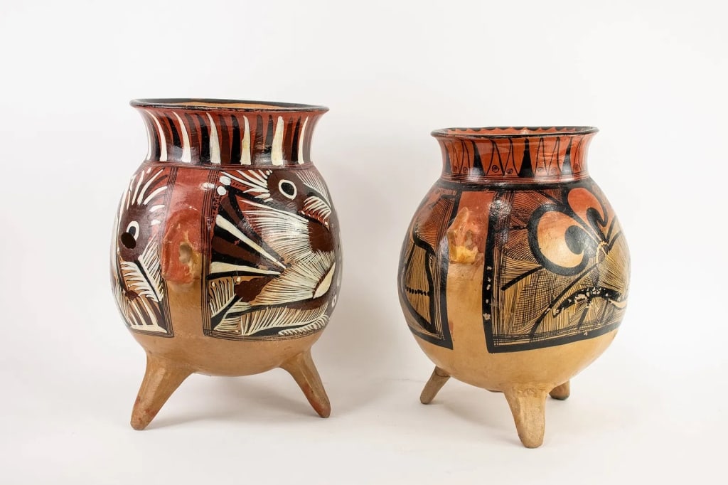 PAIR OF MEXICAN TONALA TERRACOTTA POTTERY VESSELS - 2
