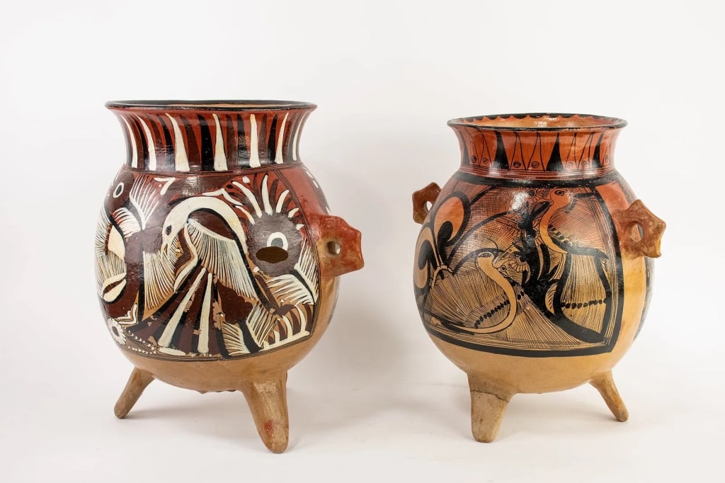 PAIR OF MEXICAN TONALA TERRACOTTA POTTERY VESSELS - 3