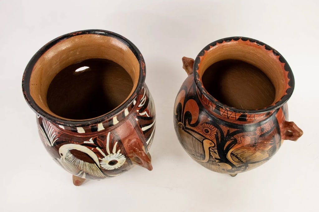 PAIR OF MEXICAN TONALA TERRACOTTA POTTERY VESSELS - 6