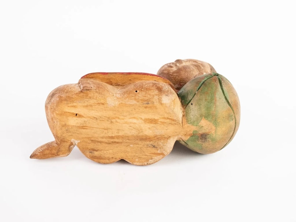 CHINESE HAND CARVED WOOD SLEEPING CHILD FIGURE - 6