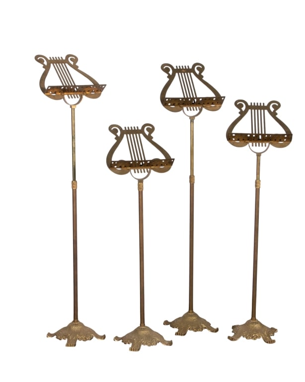 4 VINTAGE BRASS SHEET MUSIC STANDS (1 of 9)