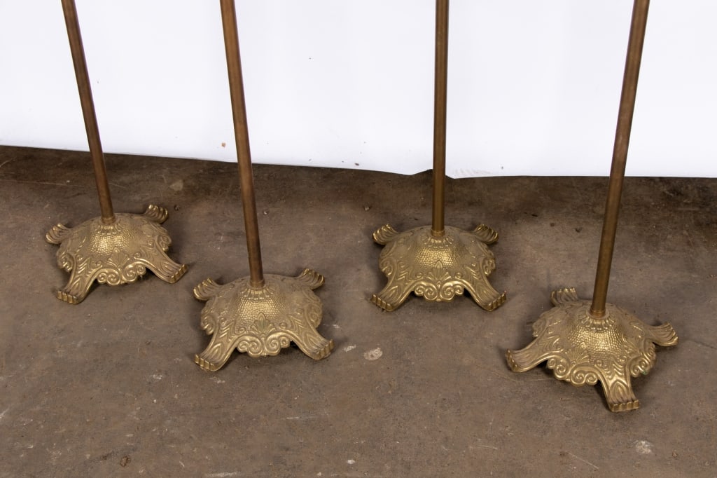 4 VINTAGE BRASS SHEET MUSIC STANDS - 5