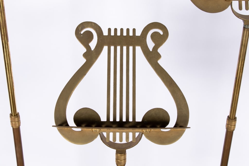 4 VINTAGE BRASS SHEET MUSIC STANDS - 6