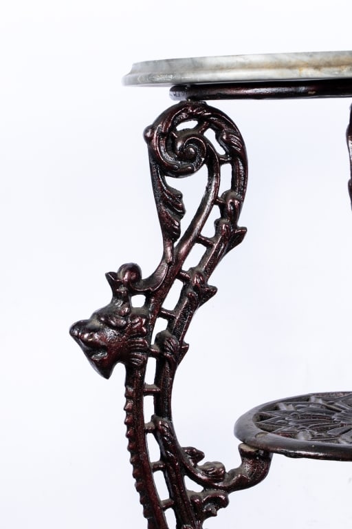 VICTORIAN STYLE IRON & MARBLE SIDE TABLE - 5