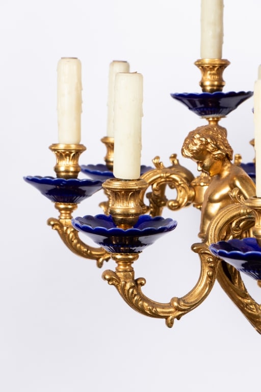 ITALIAN GILT BRONZE PUTTI CHANDELIER - 4
