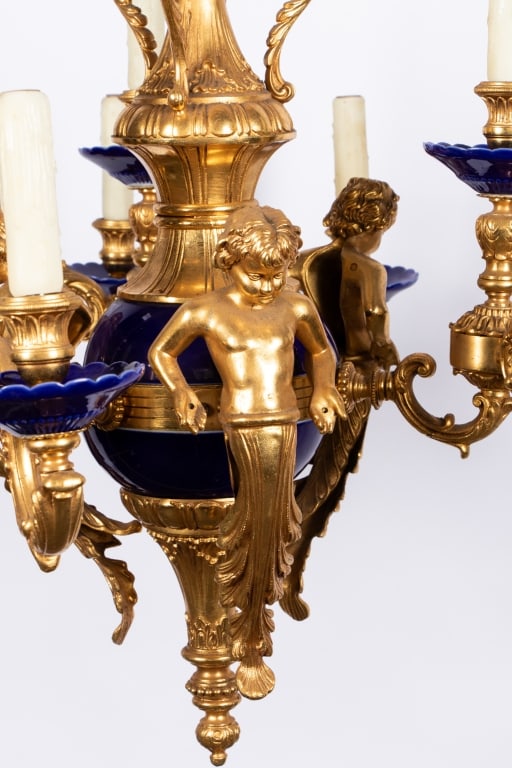 ITALIAN GILT BRONZE PUTTI CHANDELIER - 6