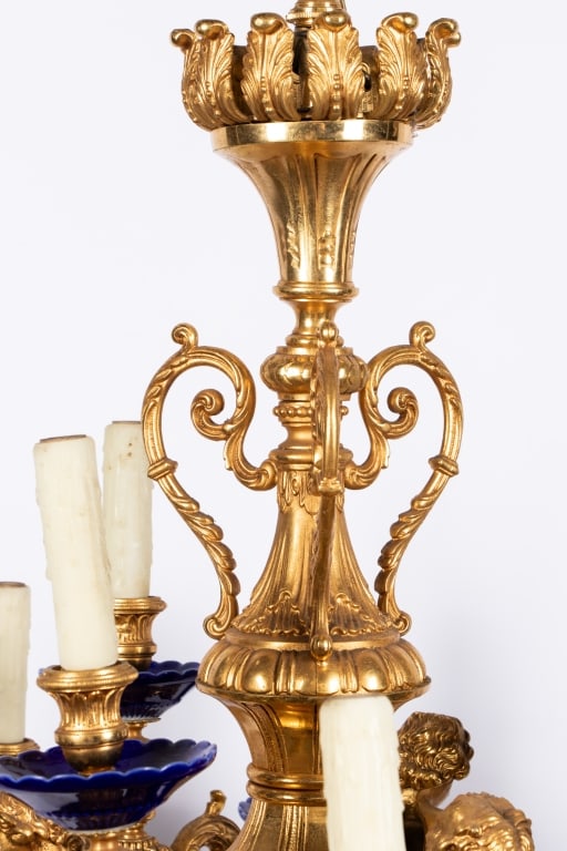 ITALIAN GILT BRONZE PUTTI CHANDELIER - 7
