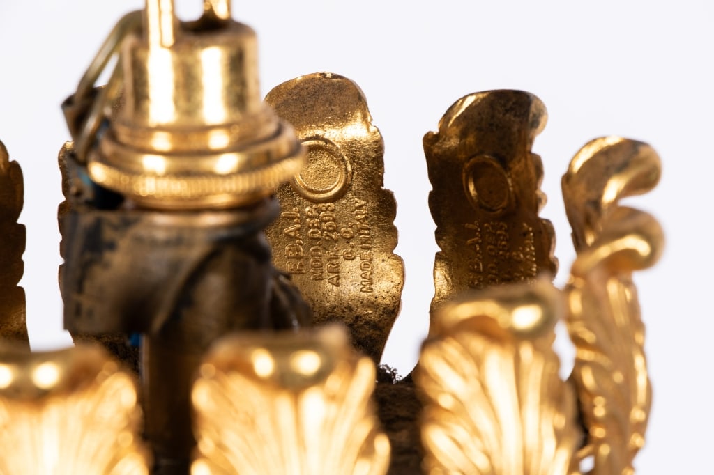 ITALIAN GILT BRONZE PUTTI CHANDELIER - 9