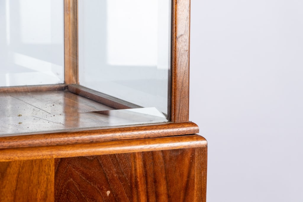 SPANISH CEDAR BEVELED GLASS MUSEUM DISPLAY CASE - 6