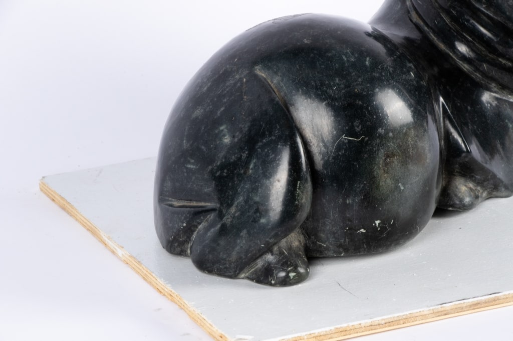 SERPENTINE STONE HIPPOPOTAMUS SHONA SCULPTURE - 4