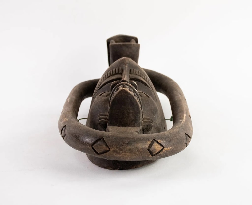 AFRICAN IVORY COAST BAULE HAND CARVED WOOD MASK - 3