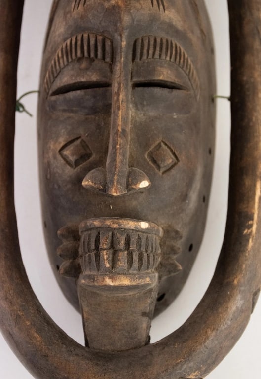 AFRICAN IVORY COAST BAULE HAND CARVED WOOD MASK - 6