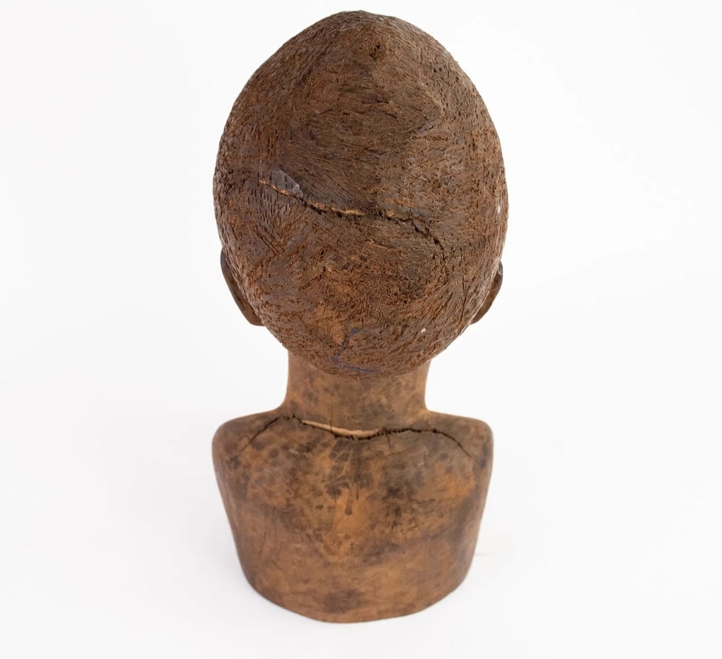 AFRICAN WOOD CARVED BUST SCULPTURE - 6