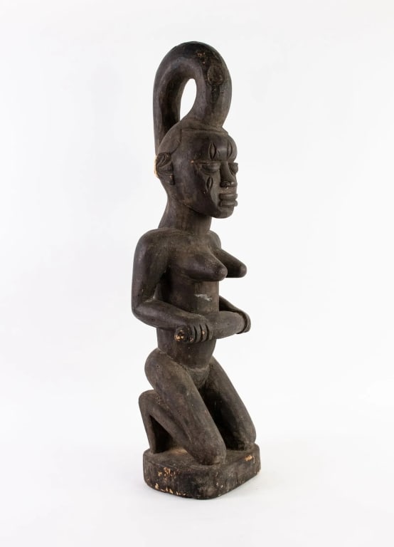 AFRICAN CONGO LUBA HAND CARVED WOOD FERTILITY IDOL - 2