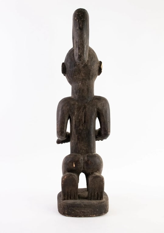 AFRICAN CONGO LUBA HAND CARVED WOOD FERTILITY IDOL - 4