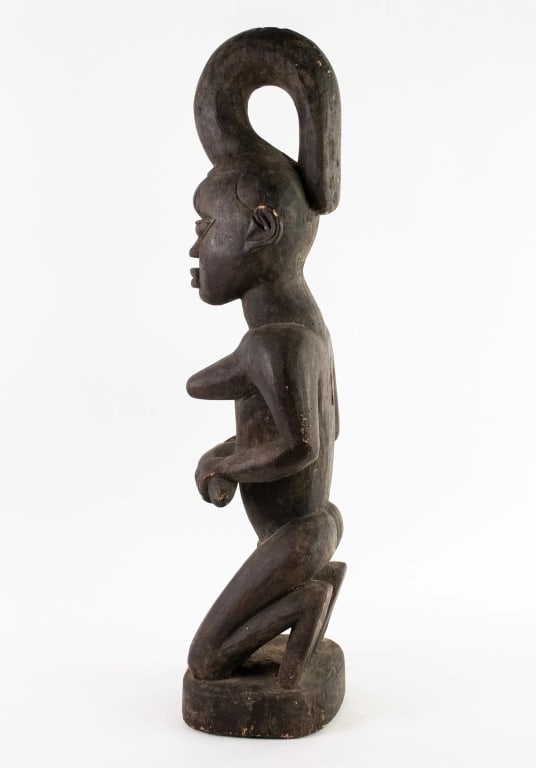 AFRICAN CONGO LUBA HAND CARVED WOOD FERTILITY IDOL - 5