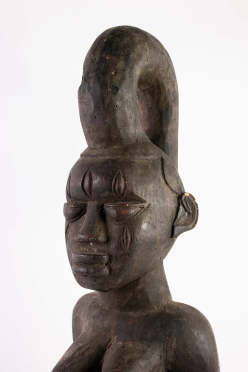 AFRICAN CONGO LUBA HAND CARVED WOOD FERTILITY IDOL - 7