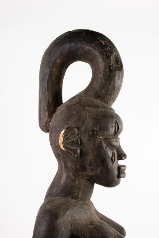 AFRICAN CONGO LUBA HAND CARVED WOOD FERTILITY IDOL - 8