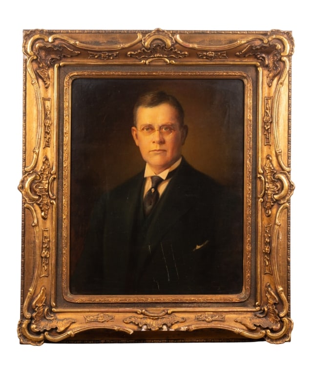 C.F. NAEGELE, PORTRAIT OF A MAN, O/C: C.F. Naele. Portrait of a man - O/C, signed to LR, framed. Approximate dimensions: h. 43.5", w. 38", d. 3" Disclaimer: Participating bidders must have a credit card on file with LiveAuctioneers in