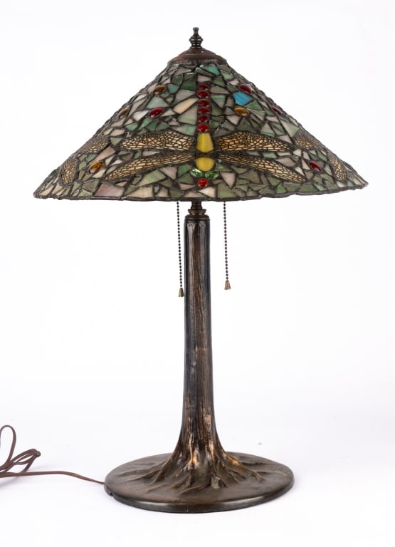 TIFFANY STYLE DRAGONFLY TABLE LAMP - 4