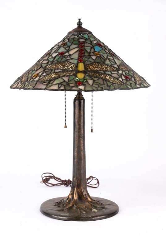 TIFFANY STYLE DRAGONFLY TABLE LAMP - 7