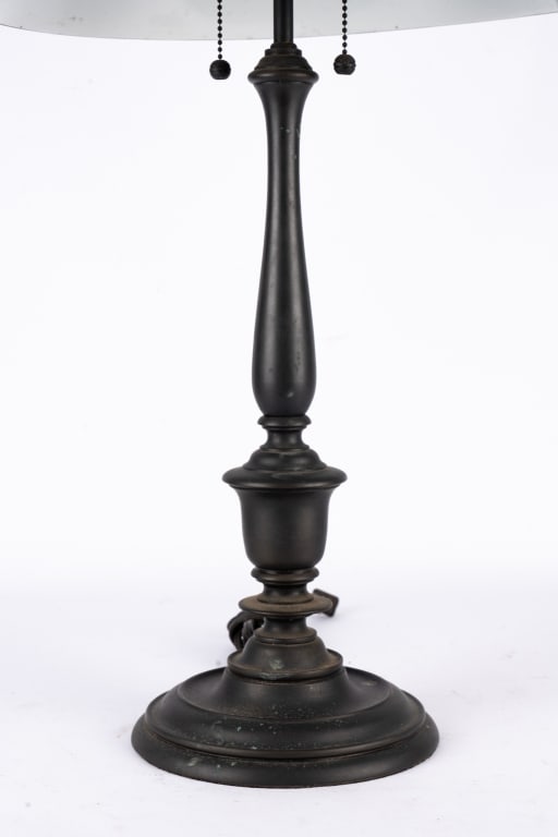 HEAVY BRONZE TABLE LAMP WITH BRASS SHADE - 2