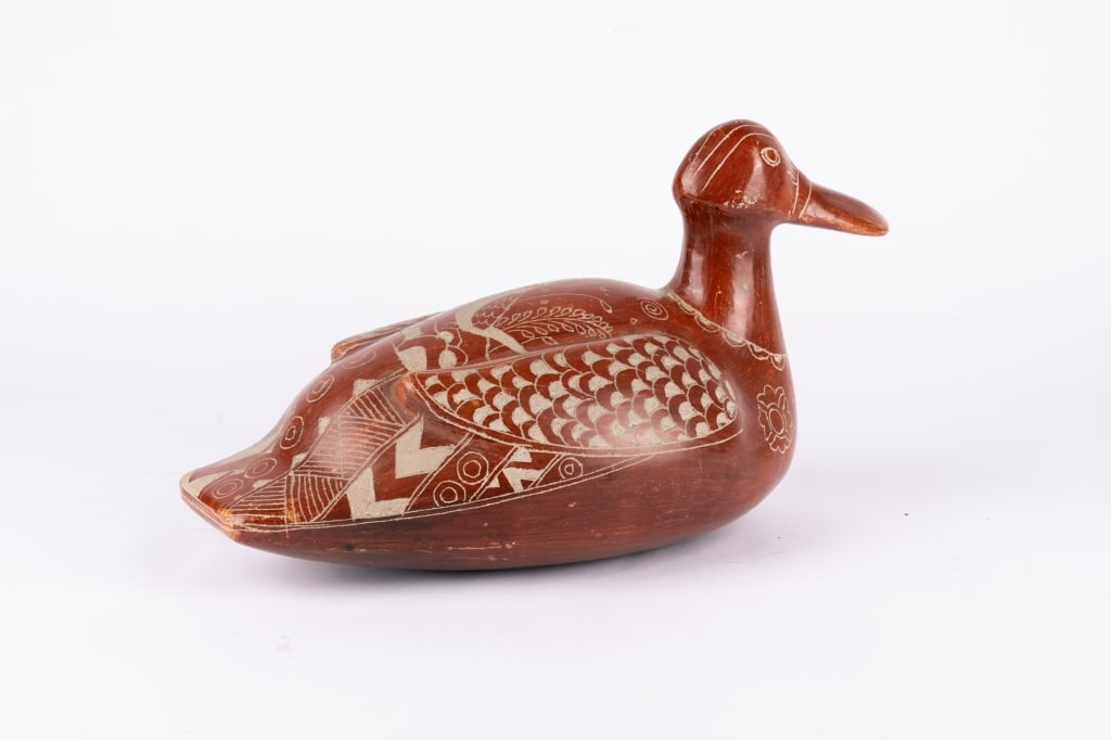 SOUTHWESTERN SGRAFFITO POTTERY DUCK - 2
