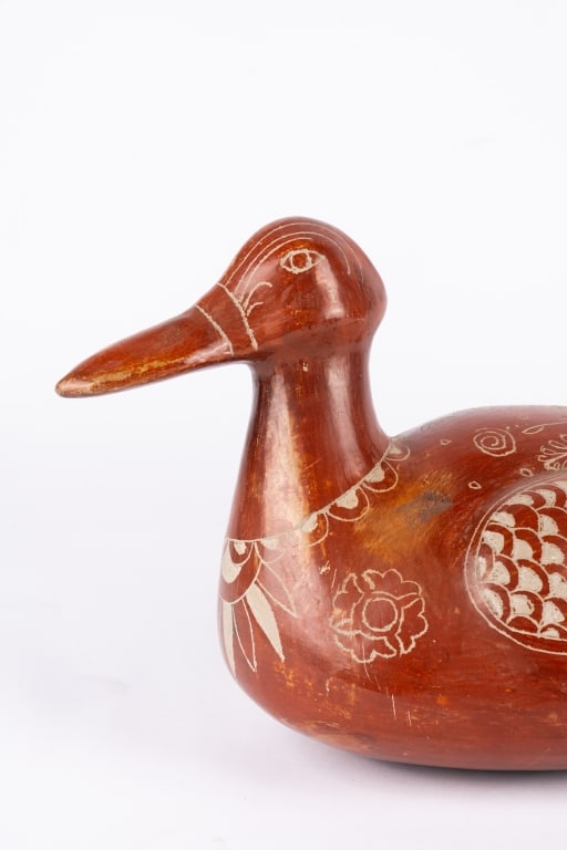 SOUTHWESTERN SGRAFFITO POTTERY DUCK - 4