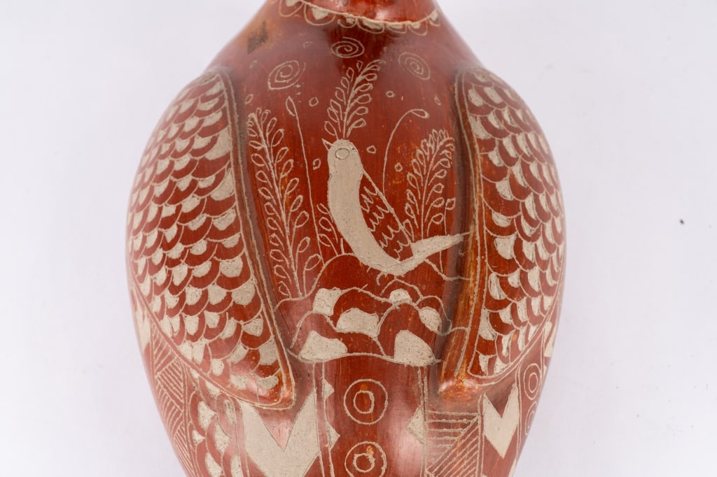 SOUTHWESTERN SGRAFFITO POTTERY DUCK - 5