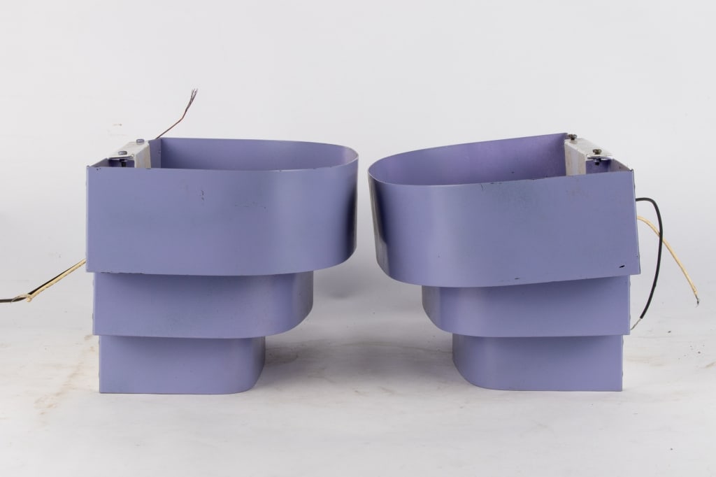 PAIR OF POST MODERN PURPLE TIERED WALL SCONCES - 4