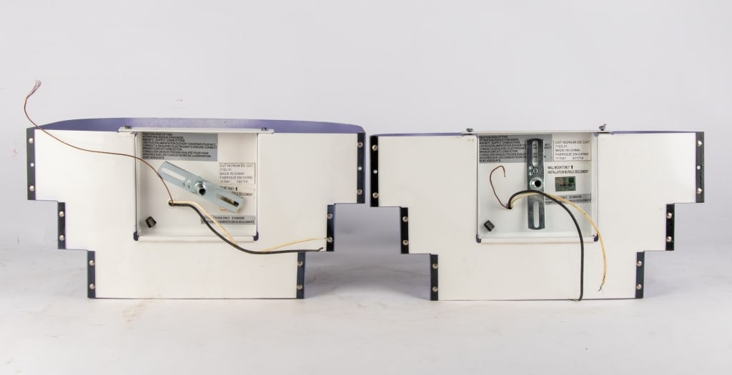 PAIR OF POST MODERN PURPLE TIERED WALL SCONCES - 5