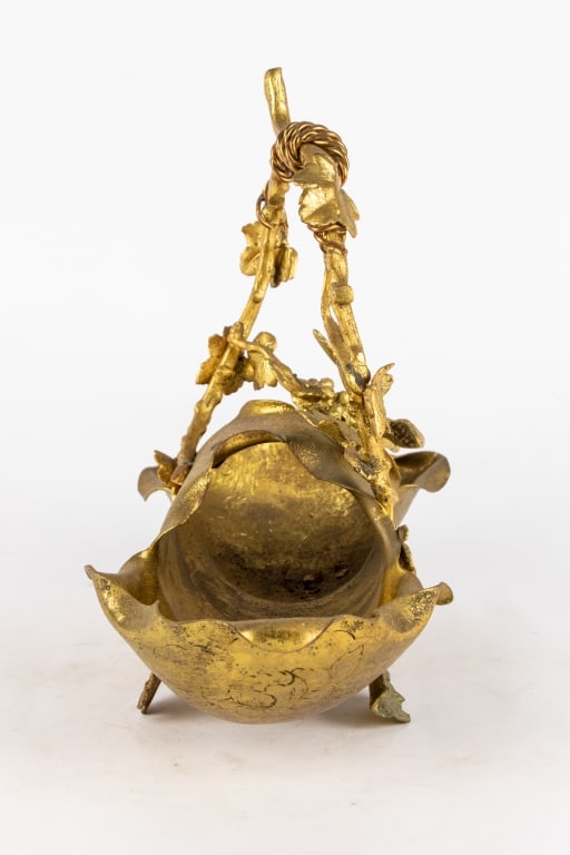 BRASS AESTHETIC MOVEMENT BIRD BASKET - 5