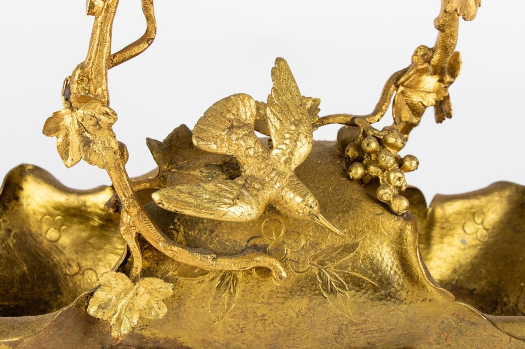 BRASS AESTHETIC MOVEMENT BIRD BASKET - 6