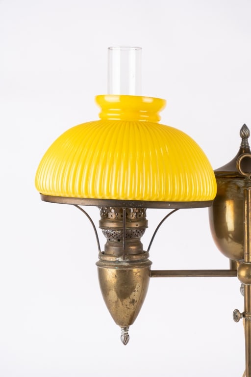BRADLEY & HUBBARD CONVERTED LIBRARY ACORN SHADE LAMP - 2