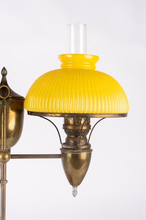 BRADLEY & HUBBARD CONVERTED LIBRARY ACORN SHADE LAMP - 3
