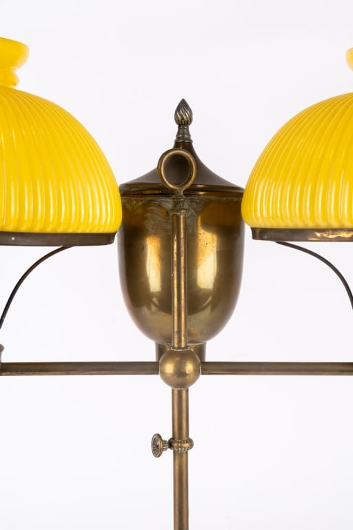 BRADLEY & HUBBARD CONVERTED LIBRARY ACORN SHADE LAMP - 4