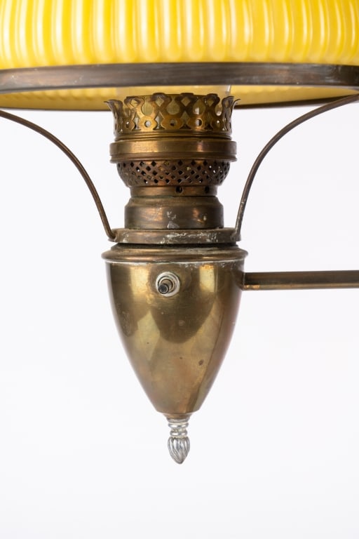 BRADLEY & HUBBARD CONVERTED LIBRARY ACORN SHADE LAMP - 6