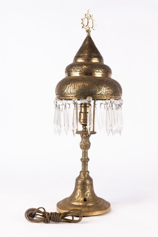 EARLY 20TH C. MOORISH BRASS TABLE LAMP - 5