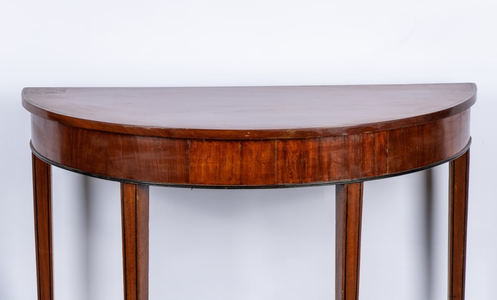 GEORGE III STYLE INLAID DEMILUNE CONSOLE TABLE - 2