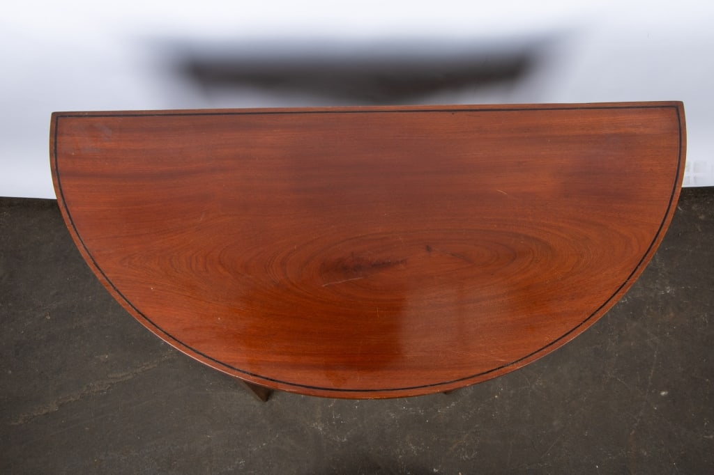 GEORGE III STYLE INLAID DEMILUNE CONSOLE TABLE - 5