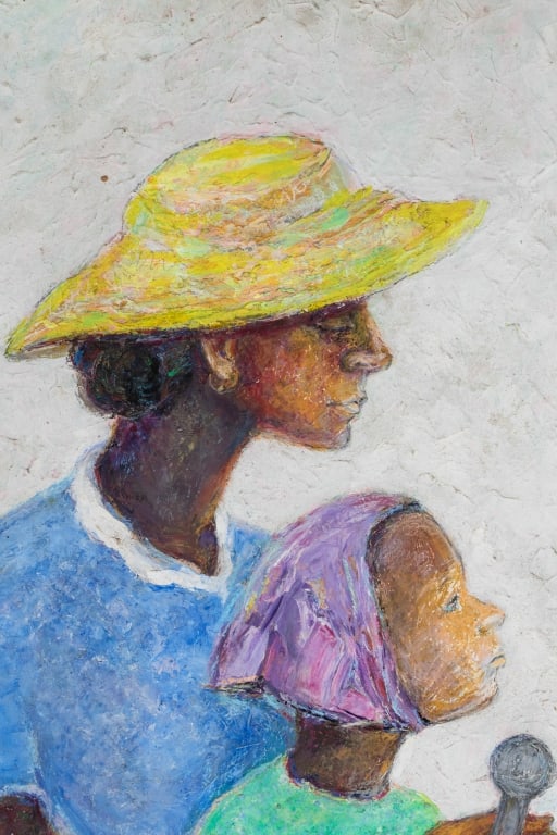PORTRAIT OF MOTHER AND DAUGHTER, ACRYLIC ON BOARD - 3