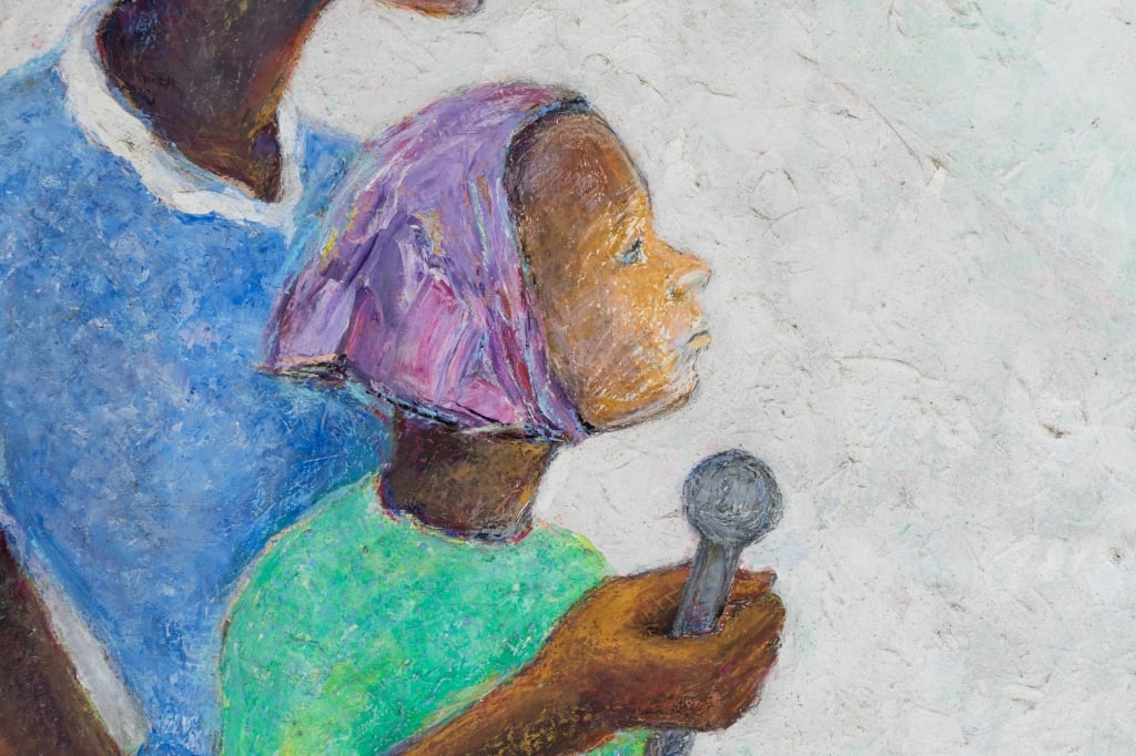 PORTRAIT OF MOTHER AND DAUGHTER, ACRYLIC ON BOARD - 4