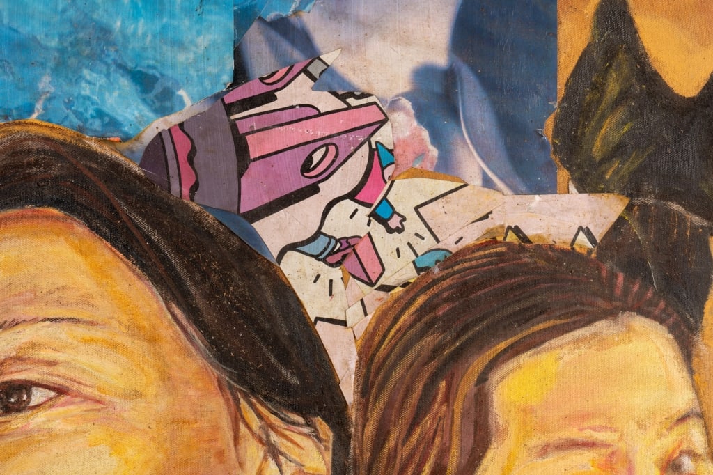 'DO NOT DISTURB' MM COLLAGE ON CANVAS, 2002 - 3