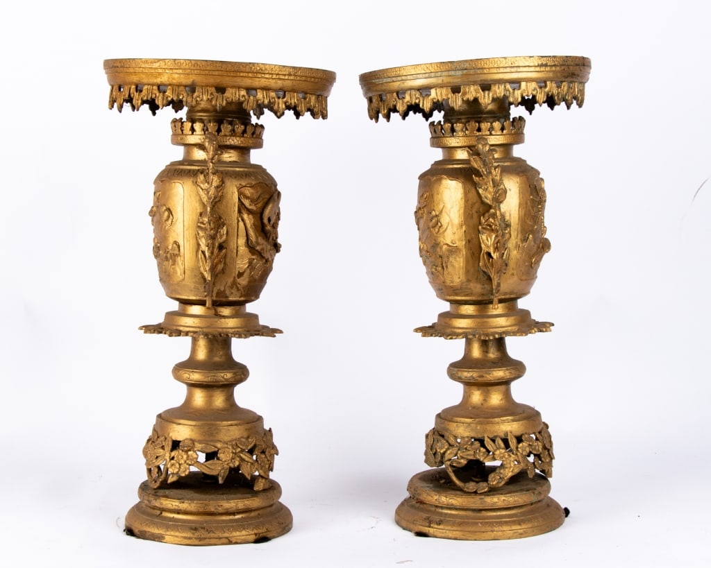 TWO JAPANESE PAINTED METAL LAMP BASES - 2