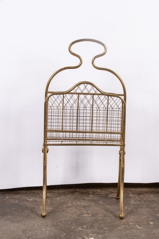 MID-CENTURY BRASS MAISON JANSEN STYLE MAGAZINE HOLDER - 2