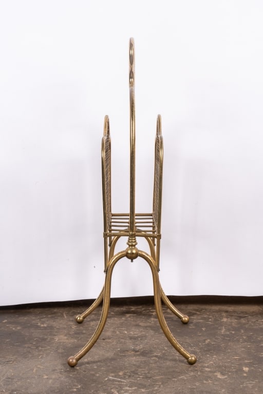 MID-CENTURY BRASS MAISON JANSEN STYLE MAGAZINE HOLDER - 5