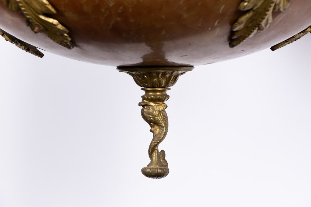 ART NOUVEAU BRASS & ALABASTER CHANDELIER - 8